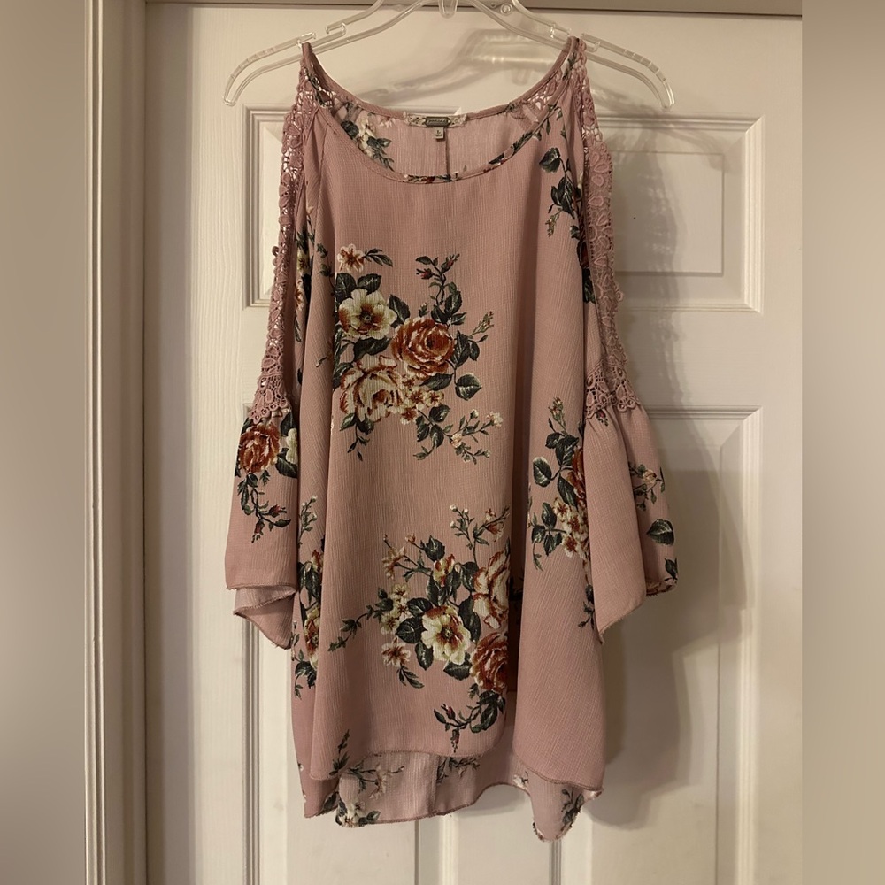 Gimmicks Floral Cold Shoulder Top - Pink